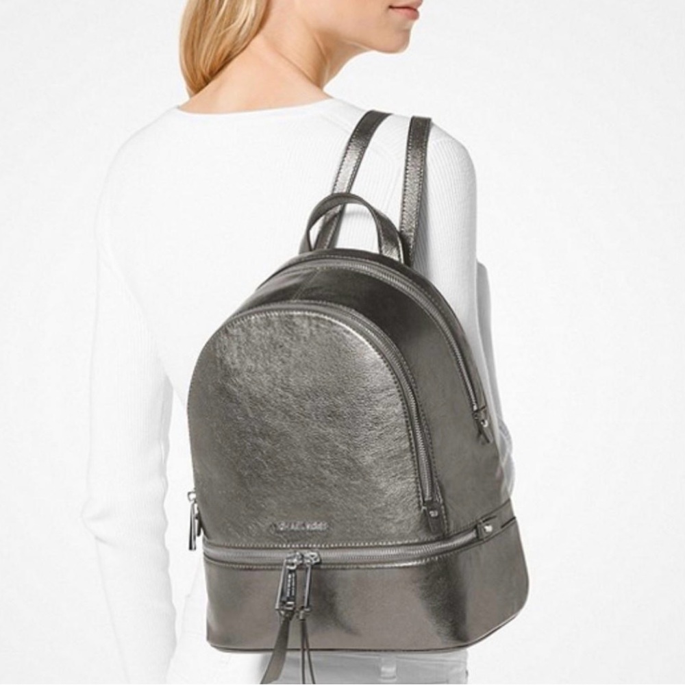 Michael Kors Shimmering Silver Backpack